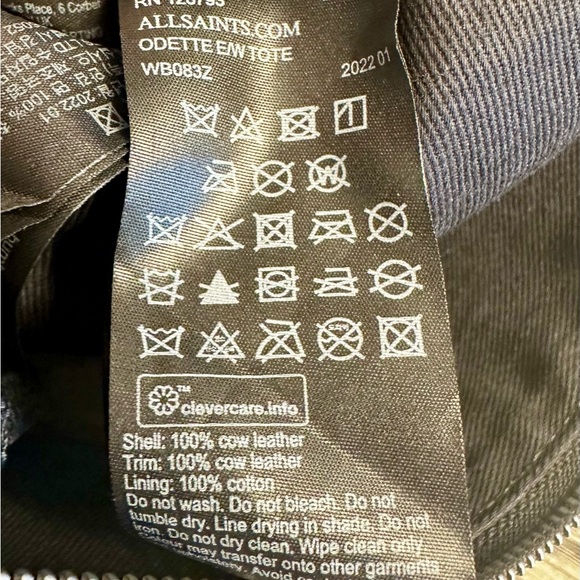 AllSaints Black Pebbled Leather Pouch Clutch Bag Insert Odette Tote Organizer - Picture 4 of 7